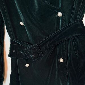 Zara deep Green Velvet Double-Breasted Blazer